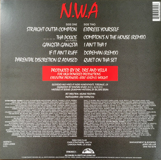N.W.A* : Straight Outta Compton (LP, Album, RE, 180)