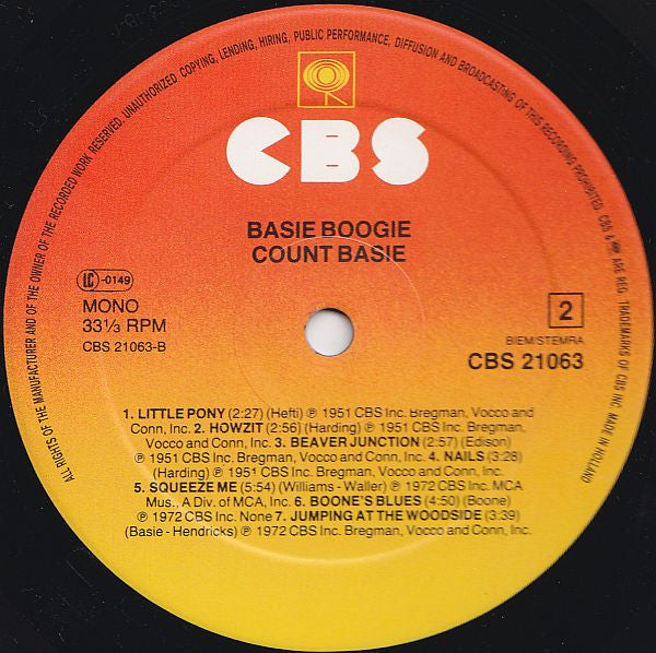 Count Basie : Basie Boogie (LP, Comp, Mono)