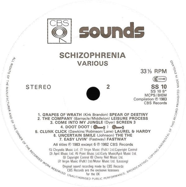 Various : Schizophrenia (LP, Comp)