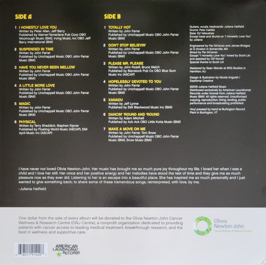 Juliana Hatfield : Juliana Hatfield Sings Olivia Newton-John (LP, Album, Ltd, Ora)