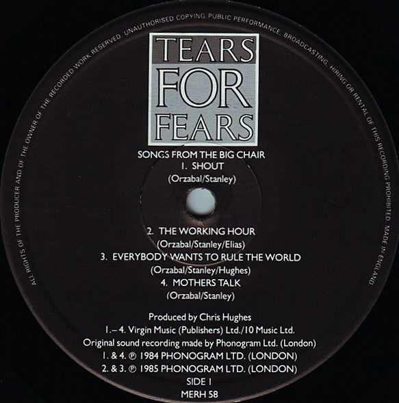 Tears For Fears : Songs From The Big Chair (LP, Album)