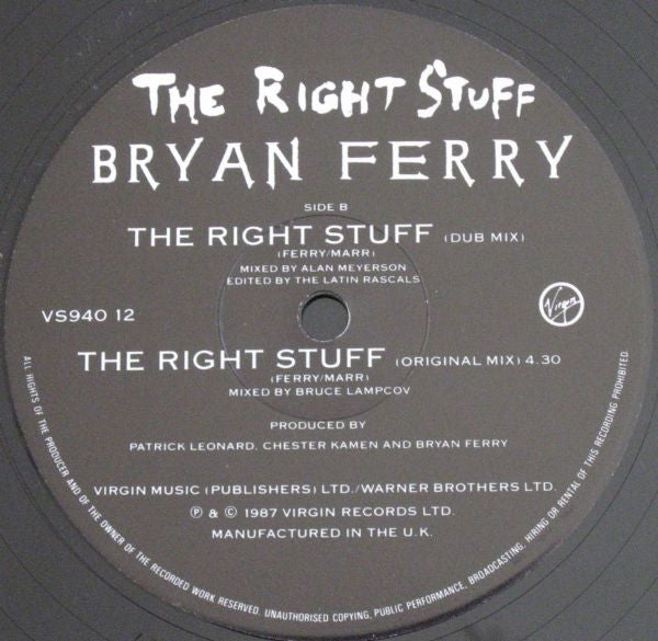 Bryan Ferry : The Right Stuff (12", Single)