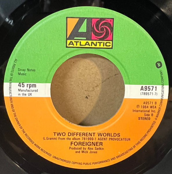 Foreigner : That Was Yesterday (7", Single, Juk)