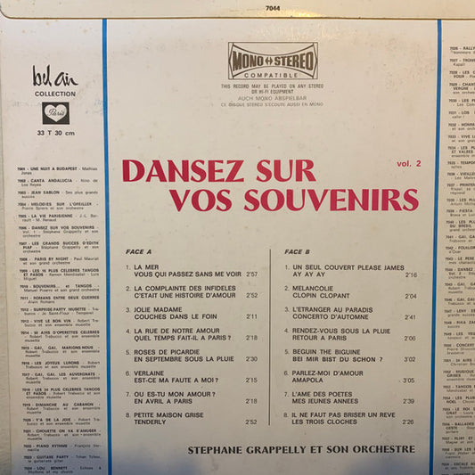 Stephane Grappelly Et Son Orchestre : Dansez Sur Vos Souvenirs Vol 2 (LP, Album)