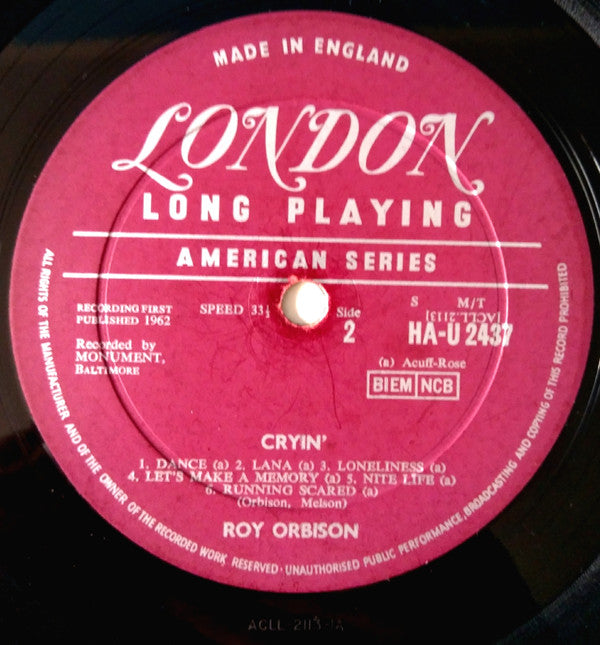 Roy Orbison : Crying (LP, Album, Mono, RP)