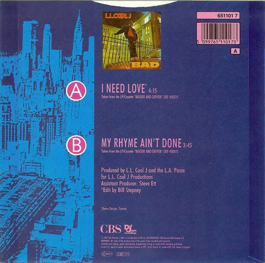 LL Cool J : I Need Love (7", Single)