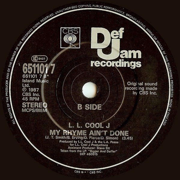 LL Cool J : I Need Love (7", Single)