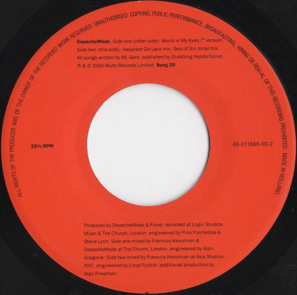 DepecheMode* : World In My Eyes / Happiest Girl / Sea Of Sin (7", Single)