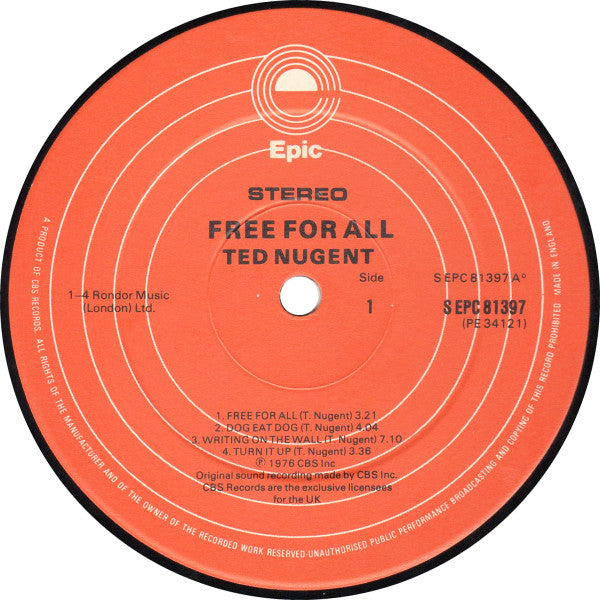 Ted Nugent : Free-For-All (LP, Album, Gat)