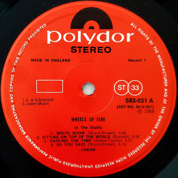 Cream (2) : Wheels Of Fire (2xLP, Album, RE)
