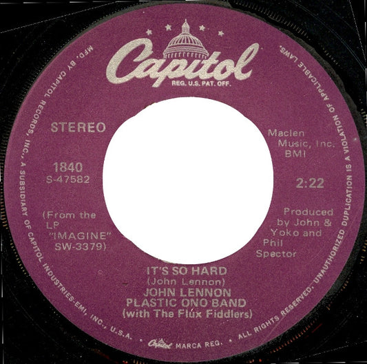John Lennon, Plastic Ono Band* With The Flux Fiddlers : Imagine (7", Single, RE)