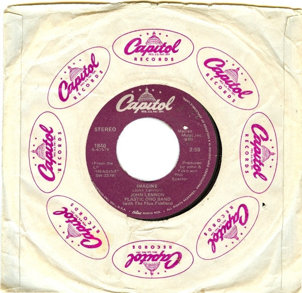 John Lennon, Plastic Ono Band* With The Flux Fiddlers : Imagine (7", Single, RE)