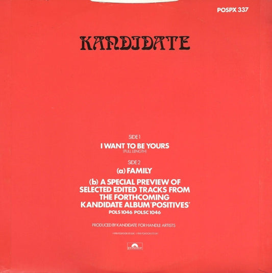 Kandidate : I Want To Be Yours (12", Single)