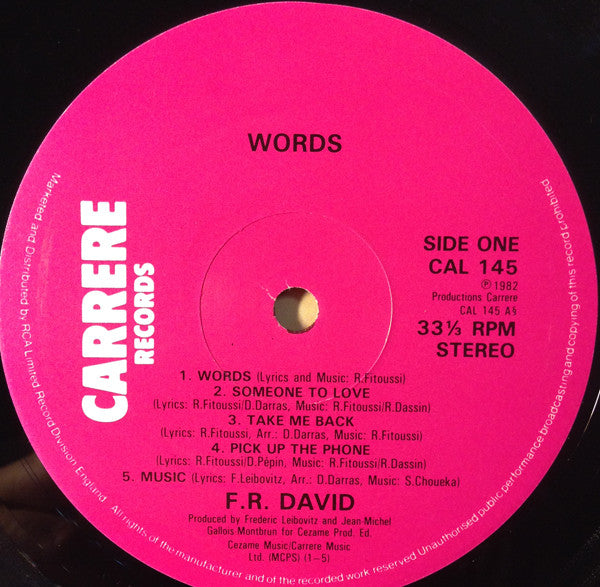 F.R. David : Words (LP, Album)