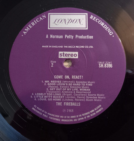 The Fireballs : Come On, React! (LP, Album)