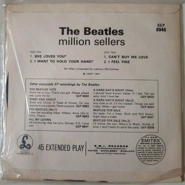 The Beatles : The Beatles' Million Sellers (7", EP, Mono)