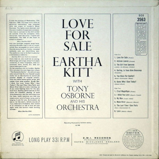 Eartha Kitt : Love For Sale (LP, Album)