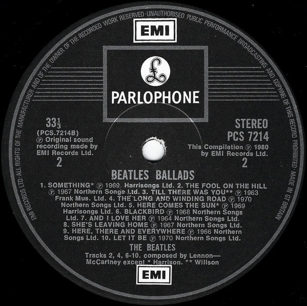 The Beatles : The Beatles Ballads (20 Original Tracks) (LP, Comp)