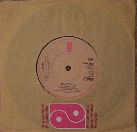 The O'Jays : Love Train / Back Stabbers (7", Single)