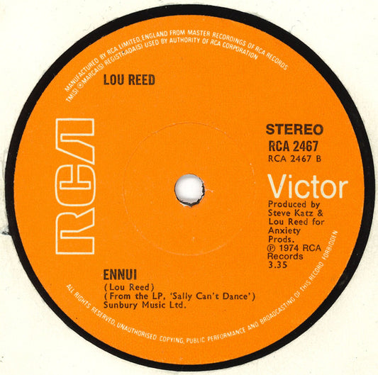 Lou Reed : Sally Can't Dance (7", Single)