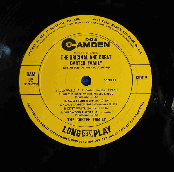 The Carter Family : The Original and Great Carter Family (LP, Album, Comp)