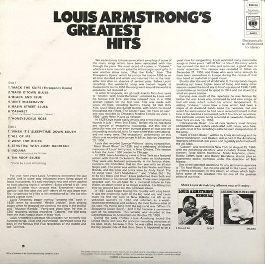 Louis Armstrong : Louis Armstrong's Greatest Hits (LP, Comp)