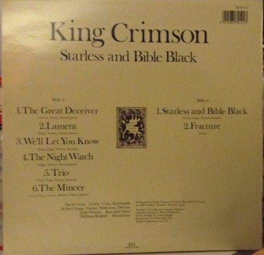King Crimson : Starless And Bible Black (LP, Album, RE, Sin)