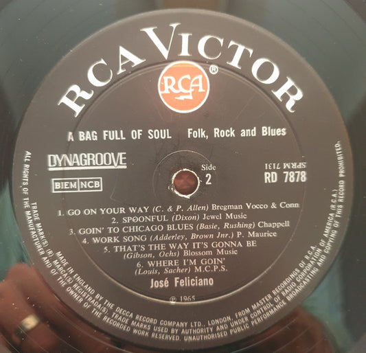 José Feliciano : A Bag Full Of Soul (LP, Album, Mono)