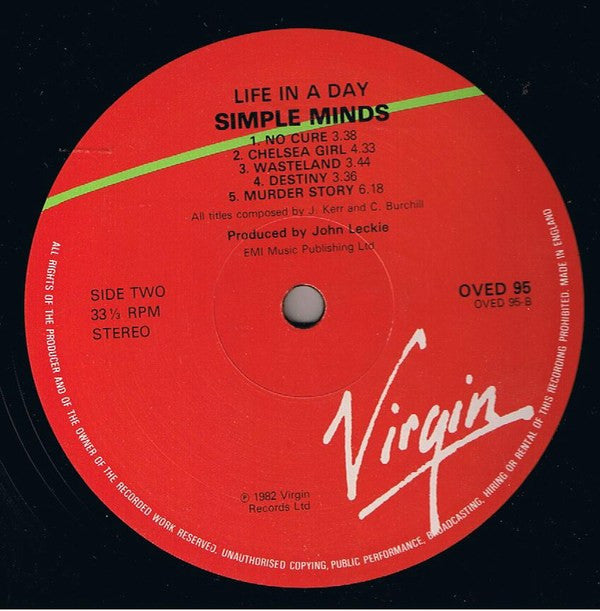 Simple Minds : Life In A Day (LP, Album, RE)