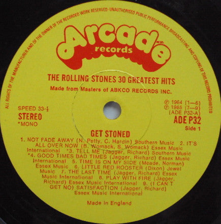 The Rolling Stones : Get Stoned (2xLP, Album, Comp, Mono)