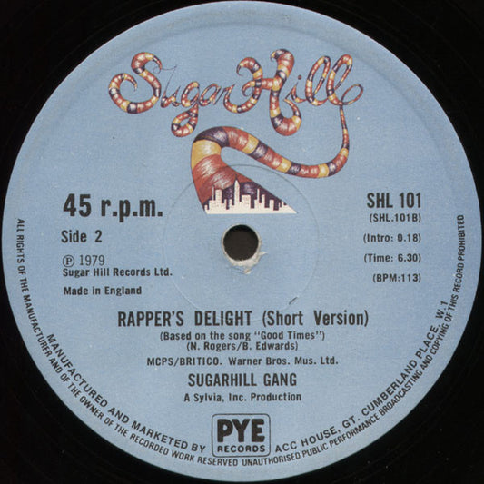 Sugarhill Gang : Rapper's Delight (12")
