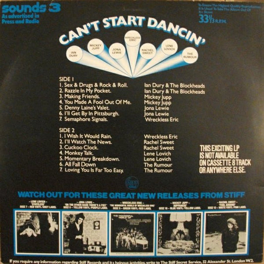 Various : Stiff Sounds - Can't Start Dancin' (LP, Album)