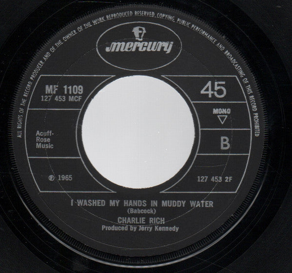 Charlie Rich : Mohair Sam / I Washed My Hands In Muddy Water (7", Single, Mono, RE, Pic)
