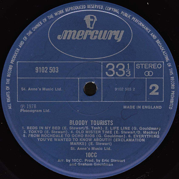 10cc : Bloody Tourists (LP, Album, Gat)