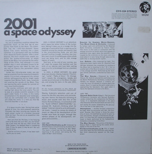 Various : 2001: A Space Odyssey (Music From The Motion Picture Sound Track) (LP, Album, RE)