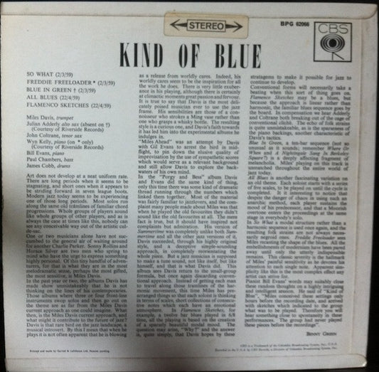 Miles Davis : Kind Of Blue (LP, Album, M/Print, RE)