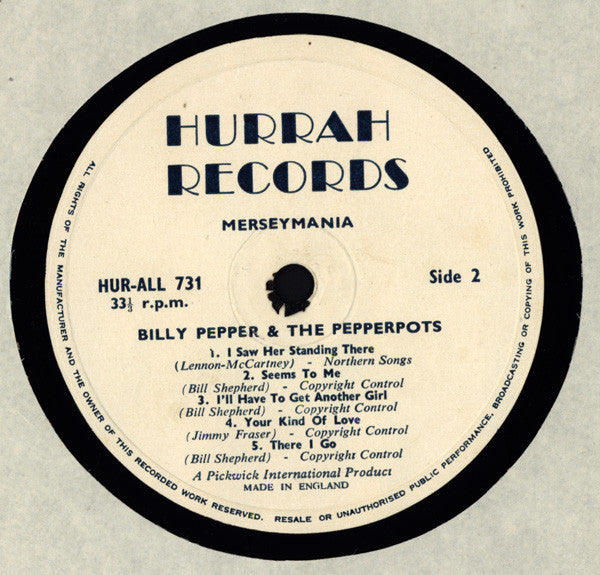 Billy Pepper & The Pepperpots : Merseymania (LP, Album)