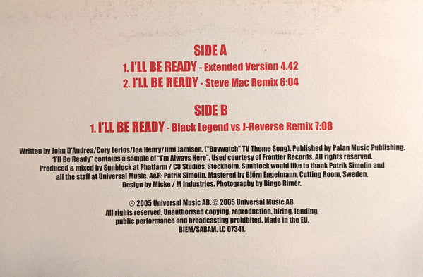 Sunblock (2) : I'll Be Ready (12")