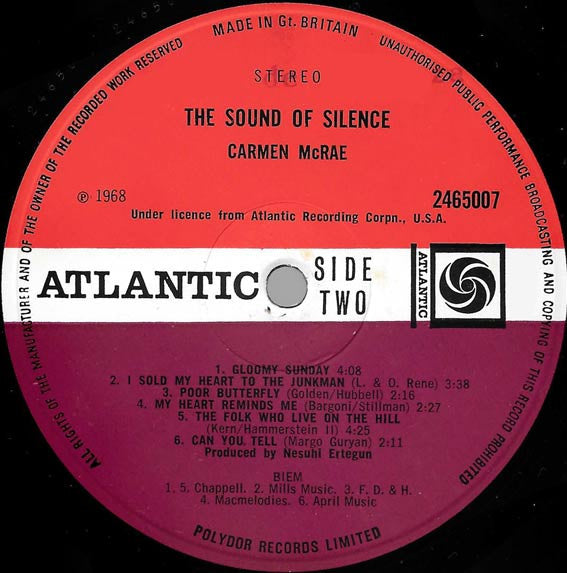 Carmen McRae : The Sound Of Silence (LP, Album)