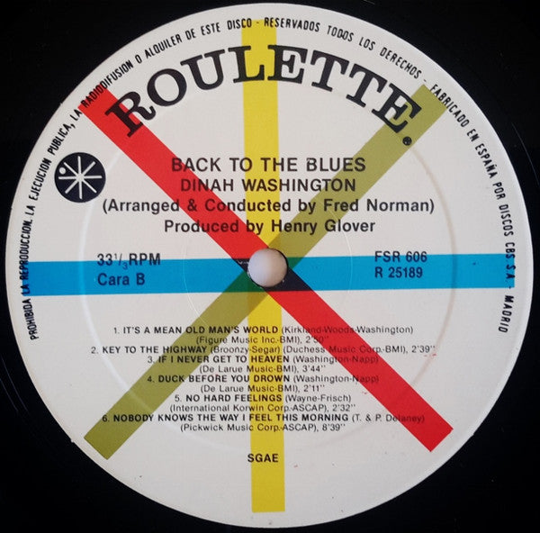 Dinah Washington : Back To The Blues (The Blues Ain't Nothin' But A Woman Cryin' For Her Man) (LP, Album, RE)