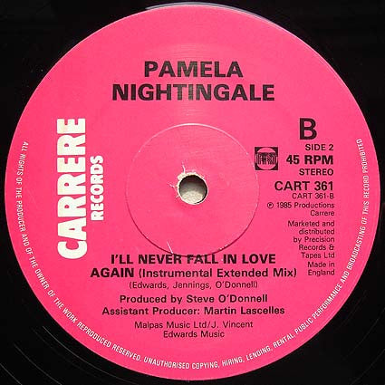 Pamela Nightingale : I'll Never Fall In Love Again (12")