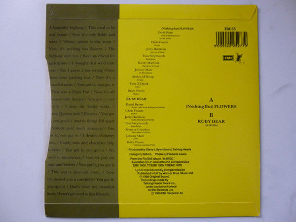 Talking Heads : (Nothing But) Flowers / Ruby Dear (Bush Mix) (7", Single, Sil)