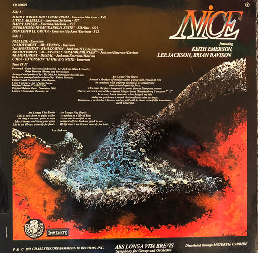 The Nice : Ars Longa Vita Brevis (LP, Album, RE)