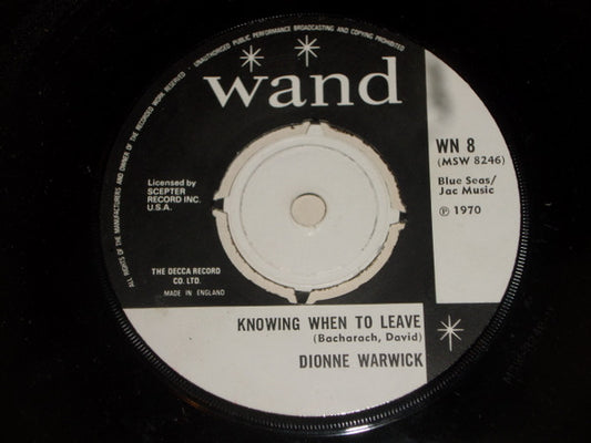 Dionne Warwick : Make It Easy On Yourself / Knowing When To Leave (7", Single)