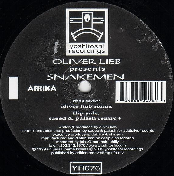 Oliver Lieb Presents Snakemen : Afrika (2x12")