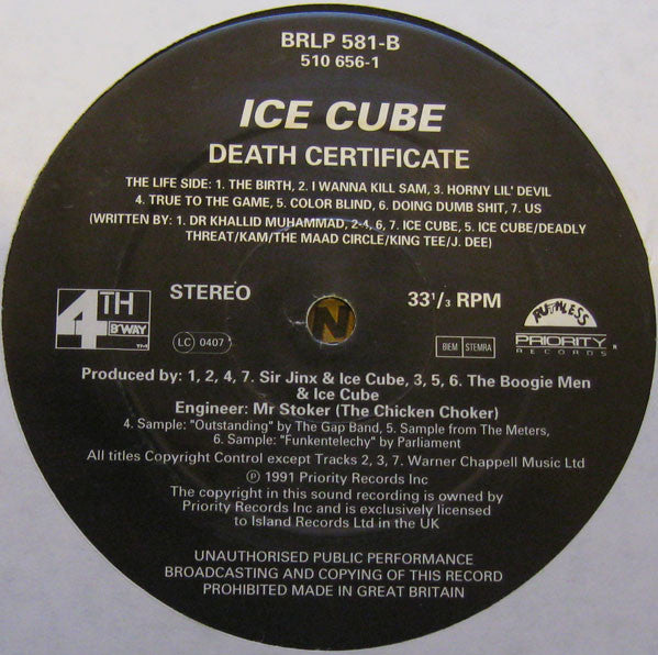 Ice Cube : Death Certificate (LP, Album)