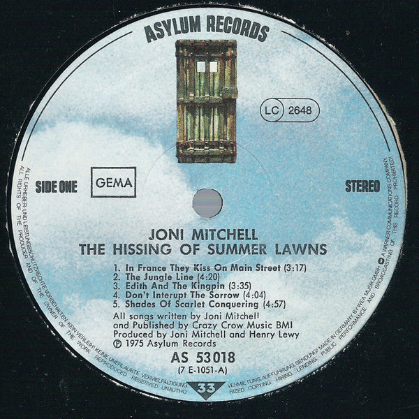 Joni Mitchell : The Hissing Of Summer Lawns (LP, Album, RE, Gat)