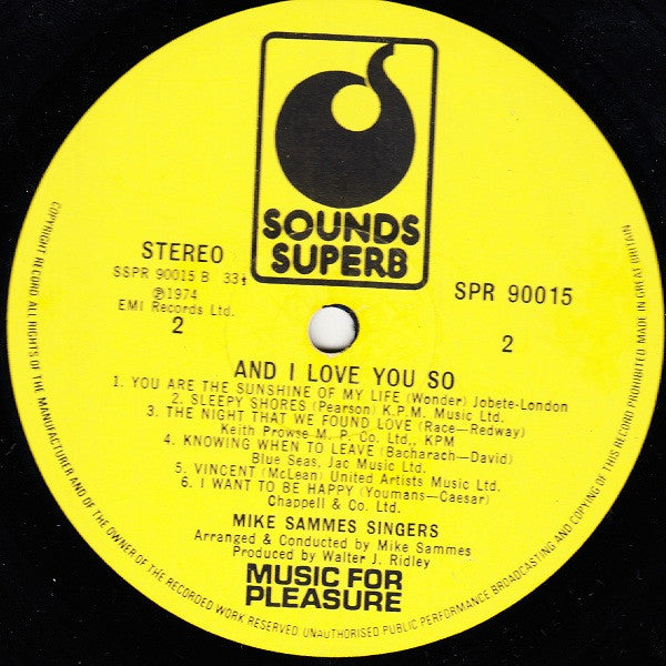 Mike Sammes Singers : And I Love You So (LP)