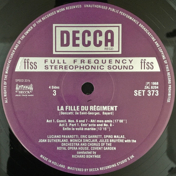 Donizetti* – Sutherland* ∙ Pavarotti* ∙ Malas* ∙ Sinclair* ∙ Orchestra* And Chorus Of The Royal Opera House, Covent Garden ∙ Bonynge* : La Fille Du Régiment (2xLP, RE + Box)