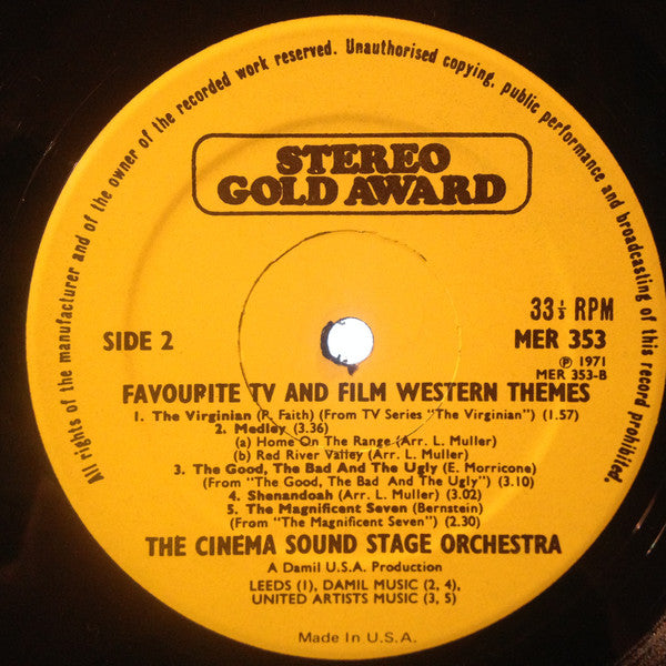 The Cinema Sound Stage Orchestra : Favourite TV And Film Western Themes (LP)